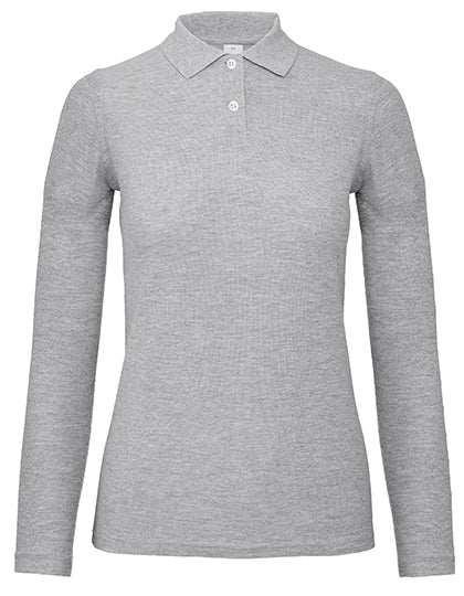 Women´s Long Sleeve Polo ID.001 - Heather-Grey
