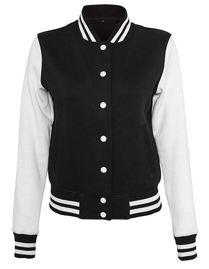 Ladies´ Sweat College Jacket - Black / White