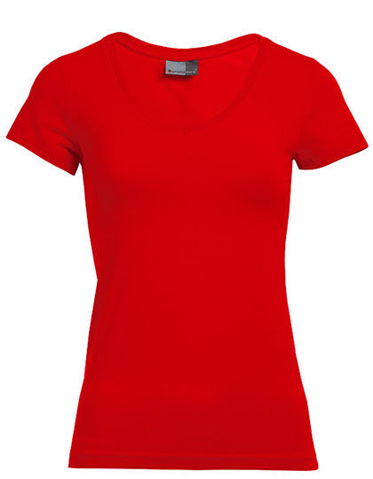 Women´s Slim Fit V-Neck-T - Fire Red