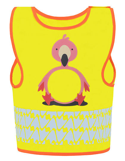 Children's Safety Vest Funtastic Wildlife CO² Neutral - Flamingo-Yellow