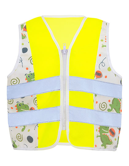Children´s Safety Vest Action Dinosaurs CO² Neutral besticken & bedrucken | Pulsar Workwear