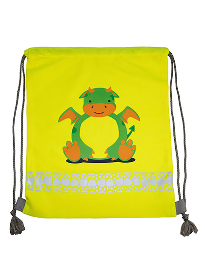 Childrens Gym Bag Funtastic Wildlife - Dragon Yellow