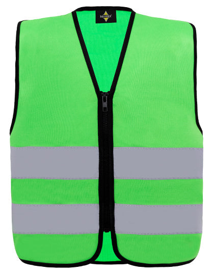 Kids´ Hi-Vis Safety Vest With Front Zipper Aalborg - Green