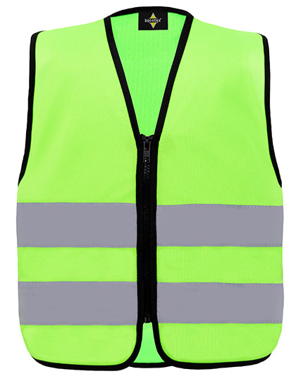 Kids´ Hi-Vis Safety Vest With Front Zipper Aalborg - Lime Green