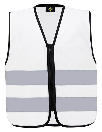 Kids´ Hi-Vis Safety Vest With Front Zipper Aalborg - White