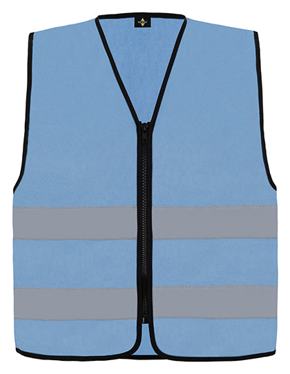 Hi-Vis Safety Vest Cologne With Front Zipper - Sky Blue