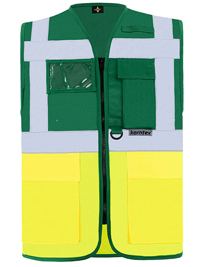 Executive Multifunctional Safety Vest Berlin - Paramedic Green Signal Yellow