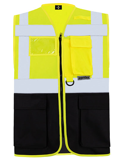 Executive Multifunctional Safety Vest Berlin - Signal Yellow Black