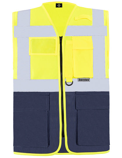 Executive Multifunctional Safety Vest Berlin - Signal Yellow Navy
