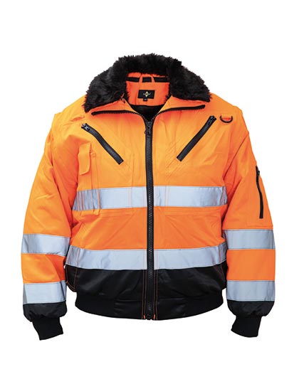 Robust 4-in-1 Hi-Vis Pilot Jacket Oslo - Signal-Orange Black