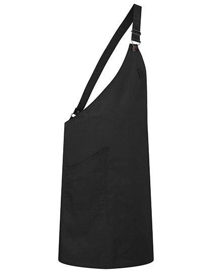 Asymmetrische Latzschürze Classic mit Tasche - Black