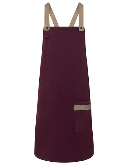 Latzschürze Urban-Look mit Kreuzbändern und Tasche - Aubergine-(ca.-Pantone-5185C)