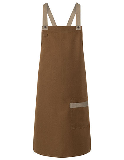 Latzschürze Urban-Look mit Kreuzbändern und Tasche - Cinnamon-(ca.-Pantone-2321C)