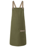 Latzschürze Urban-Look mit Kreuzbändern und Tasche - Moss-Green-(ca.-Pantone-7764C)