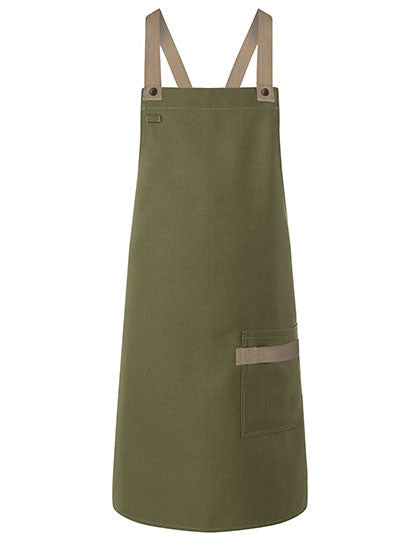 Latzschürze Urban-Look mit Kreuzbändern und Tasche - Moss-Green-(ca.-Pantone-7764C)