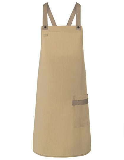 Latzschürze Urban-Look mit Kreuzbändern und Tasche - Pebble-(ca.-Pantone-4268C)