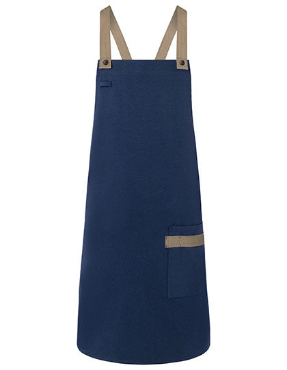 Latzschürze Urban-Look mit Kreuzbändern und Tasche - Steel-Blue-(ca.-Pantone-2380C)