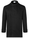 Langarm Überwurf-Kochhemd Basic - Black (ca. Pantone 419C)