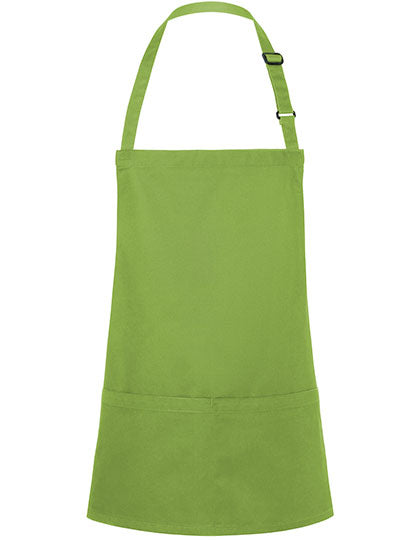 Kurze Latzschürze Basic mit Schnalle und Tasche - Lime (ca. Pantone 4212C)
