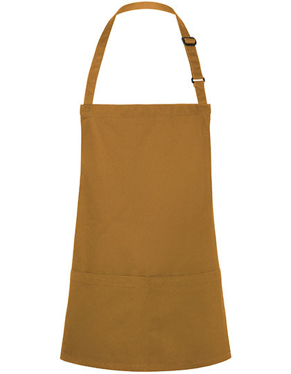 Kurze Latzschürze Basic mit Schnalle und Tasche - Mustard (ca. Pantone 146C)