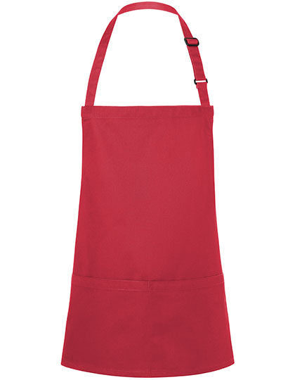 Kurze Latzschürze Basic mit Schnalle und Tasche - Raspberry (ca. Pantone 4059C)