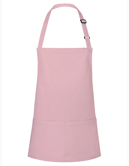 Kurze Latzschürze Basic mit Schnalle und Tasche - Rose (ca. Pantone 4065C)
