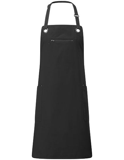 'Barley' Contrast Stitch Bib Apron - Black/Charcoal