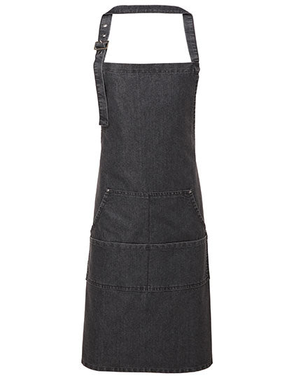 Jeans Stitch Denim Bib Apron - Black Denim