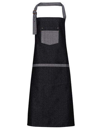 Domain Contrast Denim Bib Apron - Black Denim