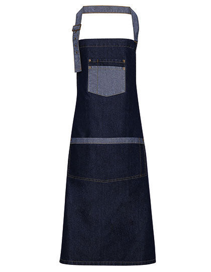 Domain Contrast Denim Bib Apron - Indigo Denim