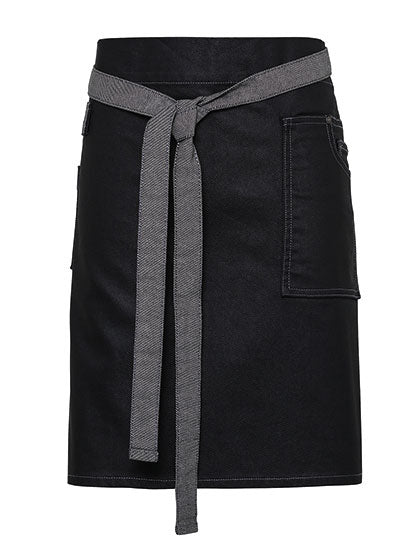 Division Waxed Look Denim Waist Apron - Black Denim