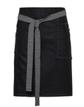 Division Waxed Look Denim Waist Apron - Black Denim