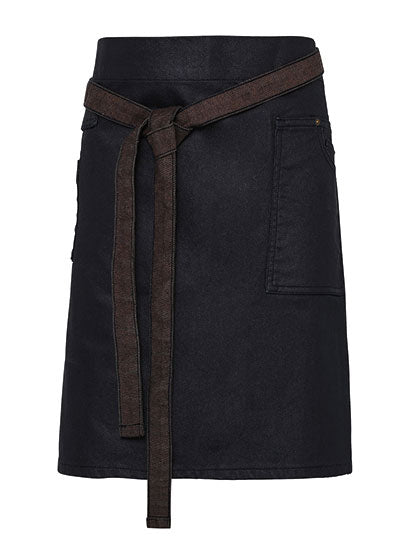 Division Waxed Look Denim Waist Apron - Indigo/Brown Denim