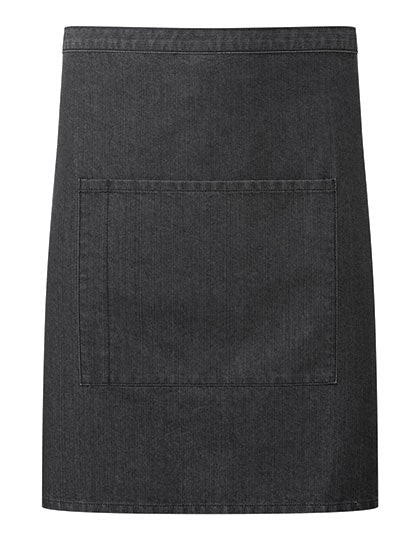 Colours Mid Length Apron with Pocket - Black Denim