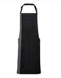 Colours Collection Contrast Bib Apron - Black/Dark Grey