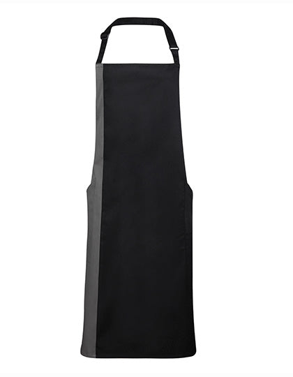 Colours Collection Contrast Bib Apron - Black/Dark Grey