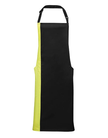 Colours Collection Contrast Bib Apron - Black/Lime