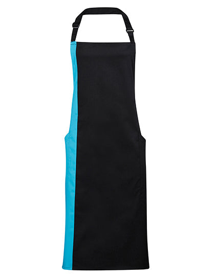Colours Collection Contrast Bib Apron - Black/Turquoise