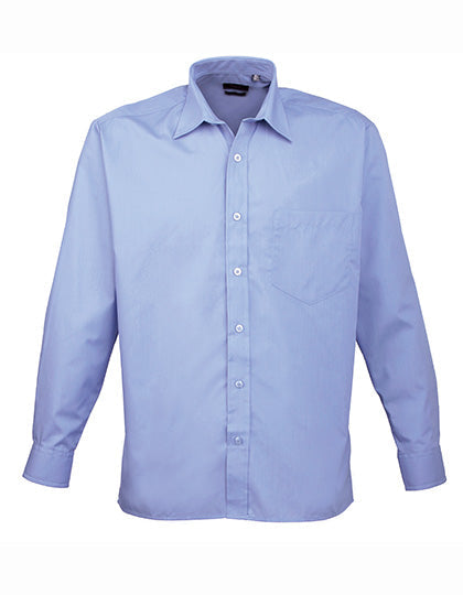 Men´s Poplin Long Sleeve Shirt - Mid Blue