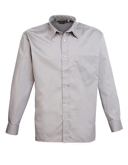 Men´s Poplin Long Sleeve Shirt - Silver