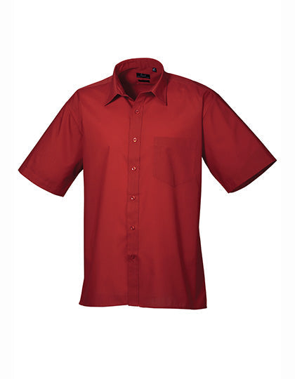 Men's Poplin Short Sleeve Shirt - Burgundy