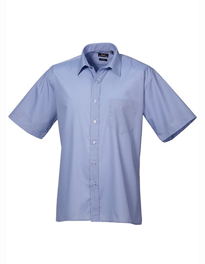 Men's Poplin Short Sleeve Shirt - Mid Blue
