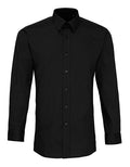 Men's Long Sleeve Fitted Poplin Shirt - Black
