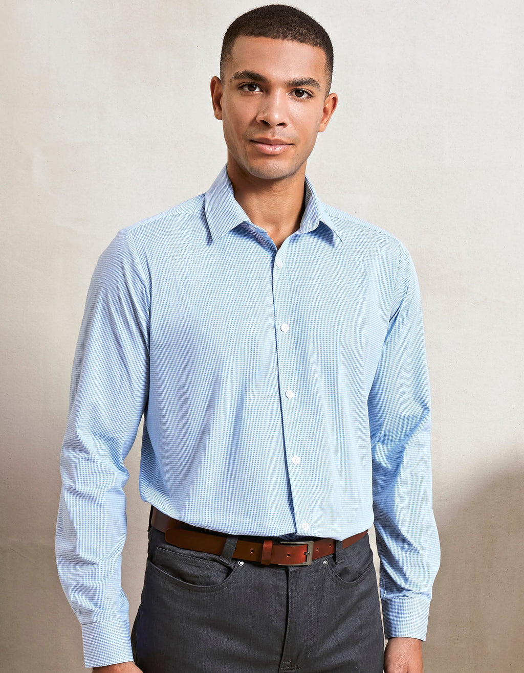 Hemd Men´s Microcheck (Gingham) Long Sleeve Cotton besticken & bedrucken | Pulsar Workwear
