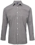 Men´s Microcheck (Gingham) Long Sleeve Cotton Shirt - Black/White