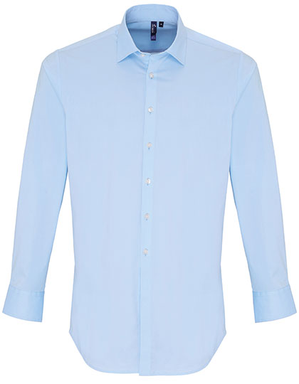 Men´s Stretch Fit Poplin Long Sleeve Cotton Shirt - Pale Blue