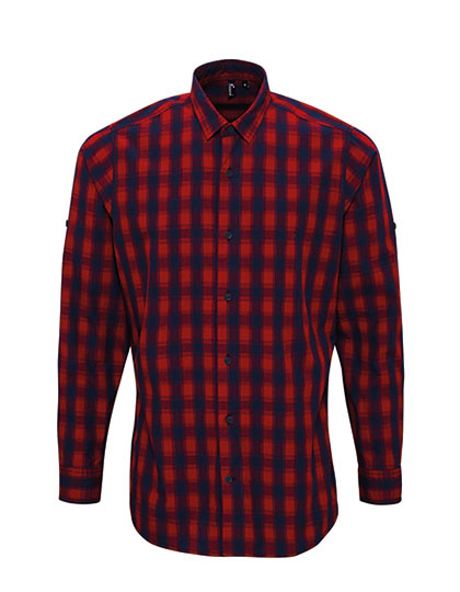 Men's Mulligan Check Cotton Long Sleeve Shirt - Red/Navy