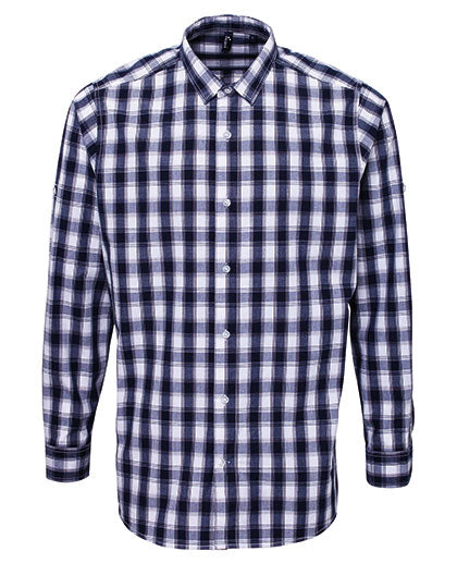 Men's Mulligan Check Cotton Long Sleeve Shirt - White/Navy