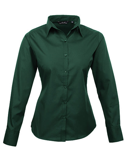 Women´s Poplin Long Sleeve Blouse - Bottle Green