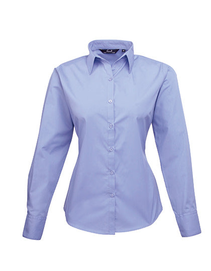 Women´s Poplin Long Sleeve Blouse - Mid Blue